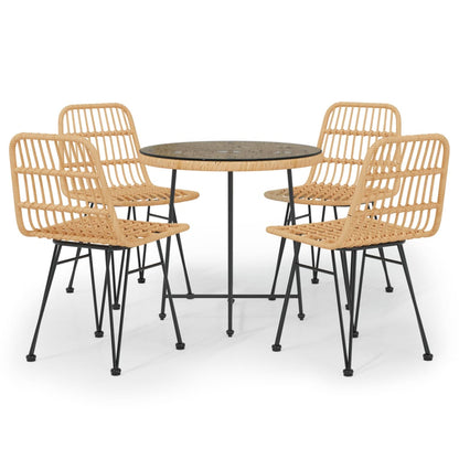 5 Piece Garden Dining Set Poly Rattan