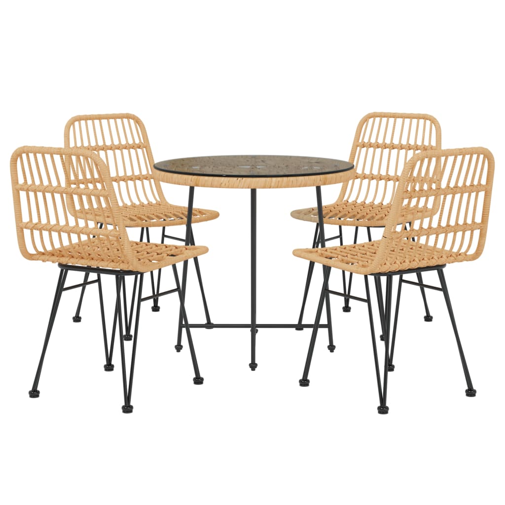 5 Piece Garden Dining Set Poly Rattan