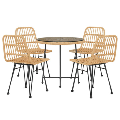 5 Piece Garden Dining Set Poly Rattan