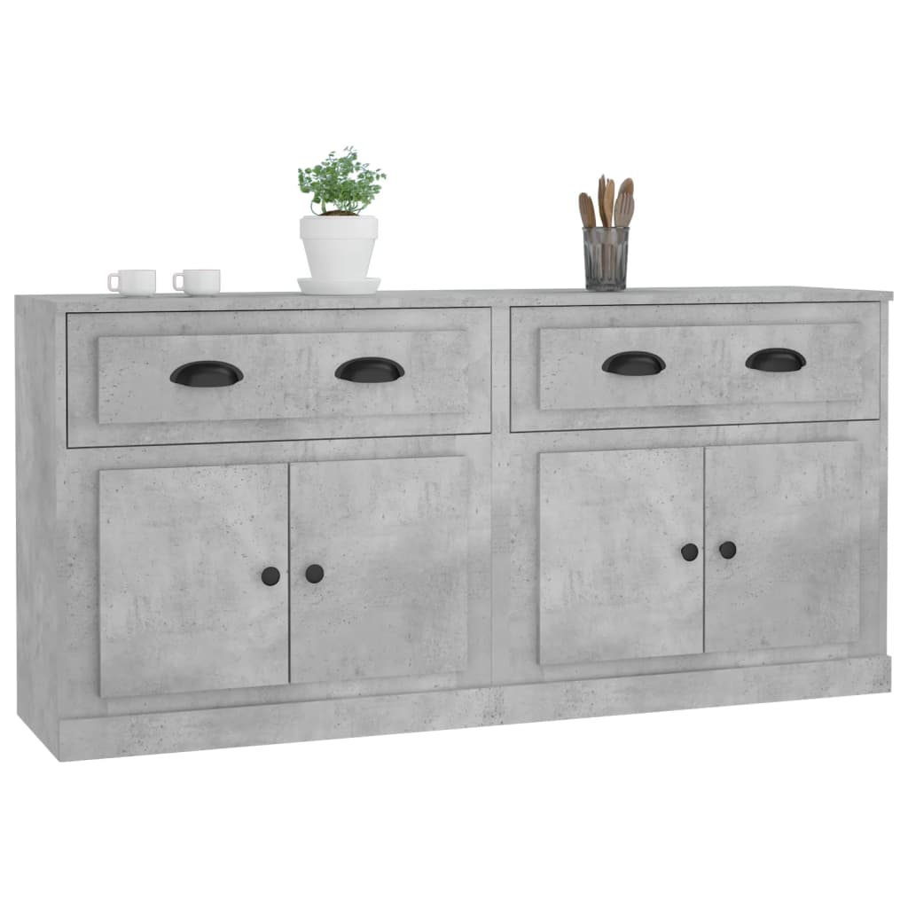 Sideboards 2 pcs Concrete Grey Engineered Wood