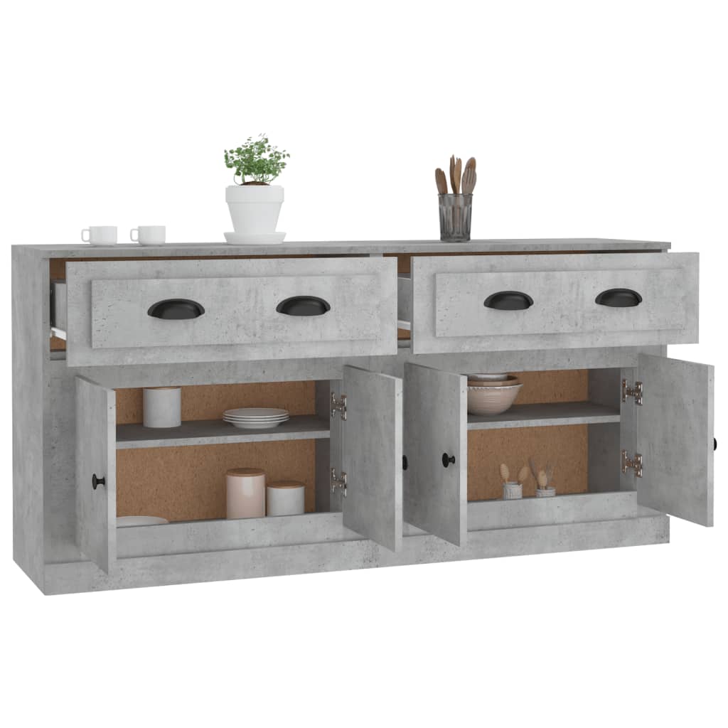 Sideboards 2 pcs Concrete Grey Engineered Wood