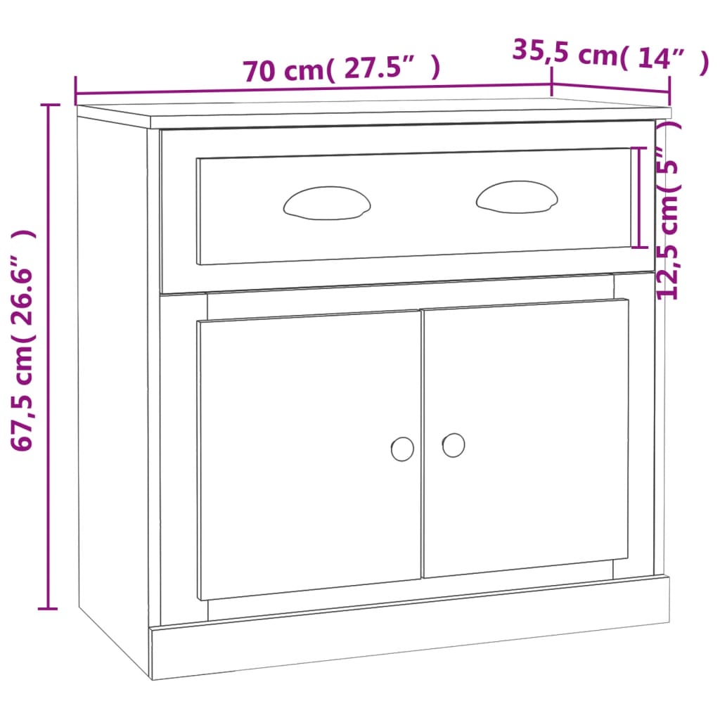 Sideboards 2 pcs Concrete Grey Engineered Wood