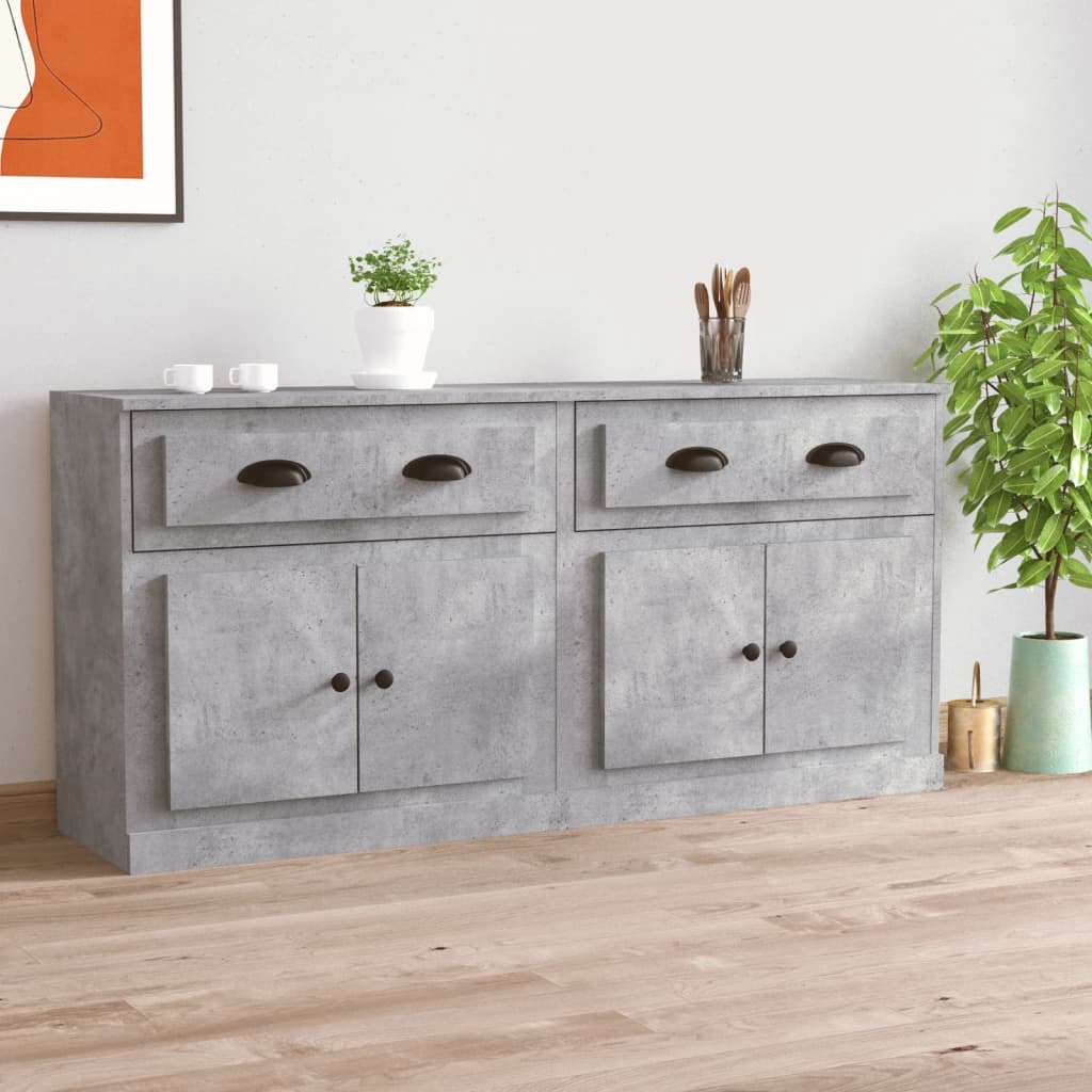 Sideboards 2 pcs Concrete Grey Engineered Wood