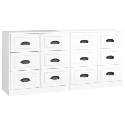 Sideboards 2 pcs High Gloss White Engineered Wood