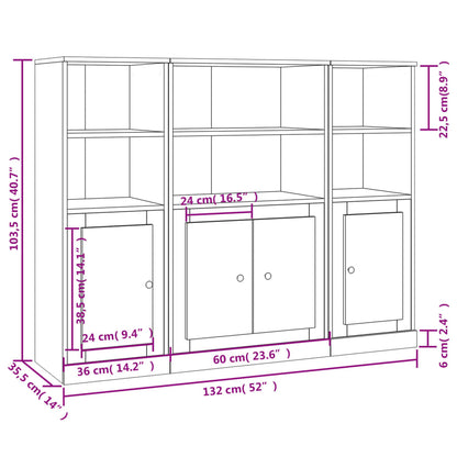 Highboards 3 pcs White Engineered Wood