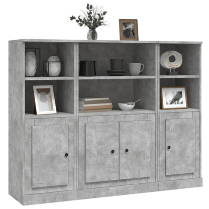 Highboards 3 pcs Concrete Grey Engineered Wood