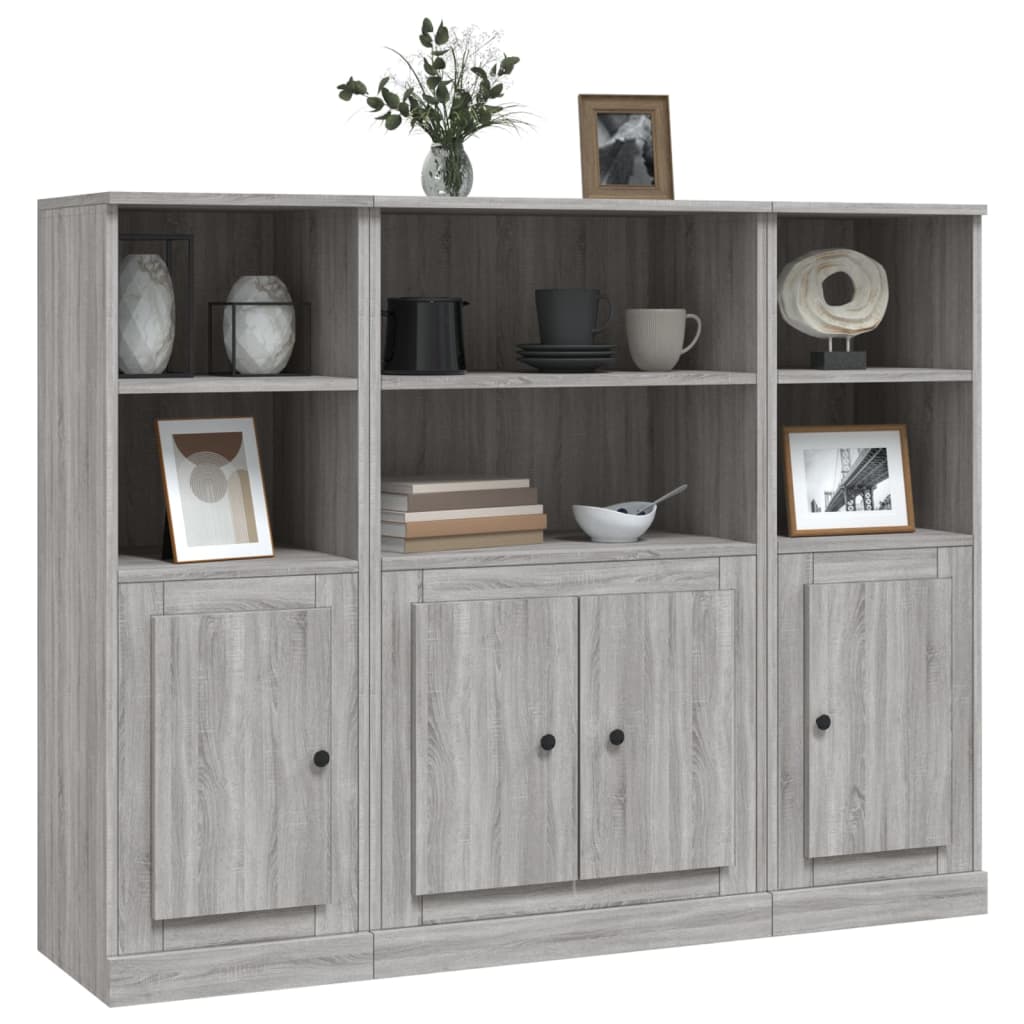 Highboards 3 pcs Grey Sonoma Engineered Wood