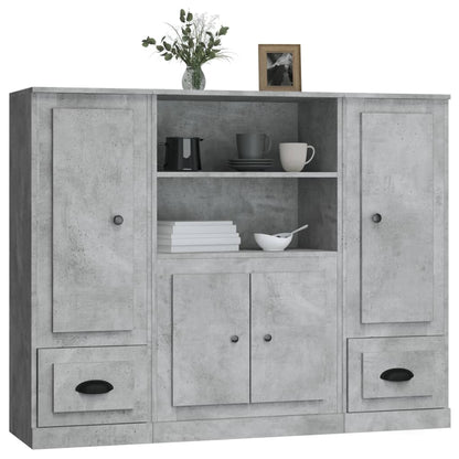 Highboards 3 pcs Concrete Grey Engineered Wood