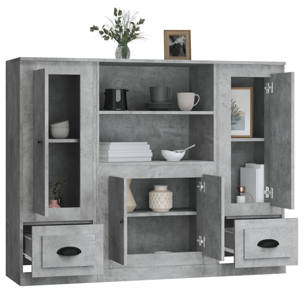 Highboards 3 pcs Concrete Grey Engineered Wood