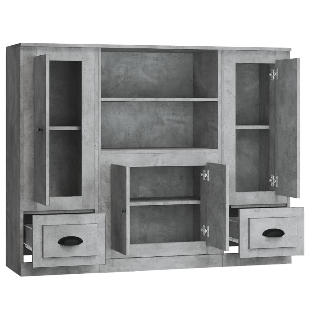 Highboards 3 pcs Concrete Grey Engineered Wood