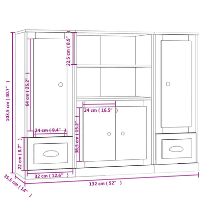 Highboards 3 pcs Concrete Grey Engineered Wood