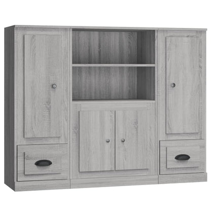 Highboards 3 pcs Smoked Oak Engineered Wood