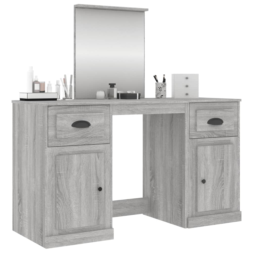 Dressing Table with Mirror Grey Sonoma 130x50x132.5 cm