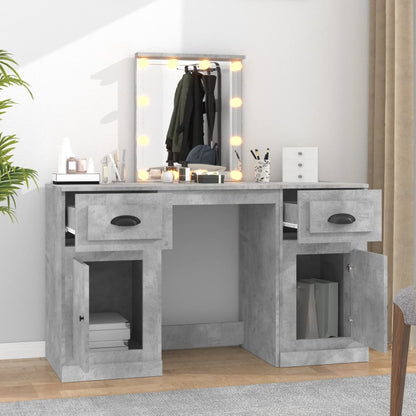 Dressing Table with LED Concrete Grey 130x50x132.5 cm