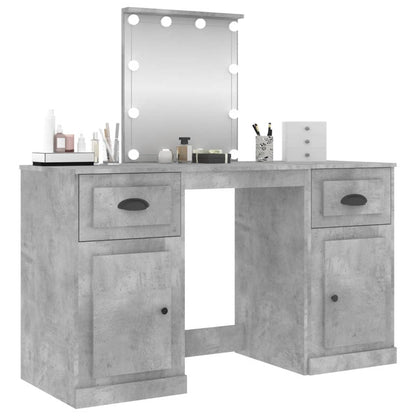 Dressing Table with LED Concrete Grey 130x50x132.5 cm