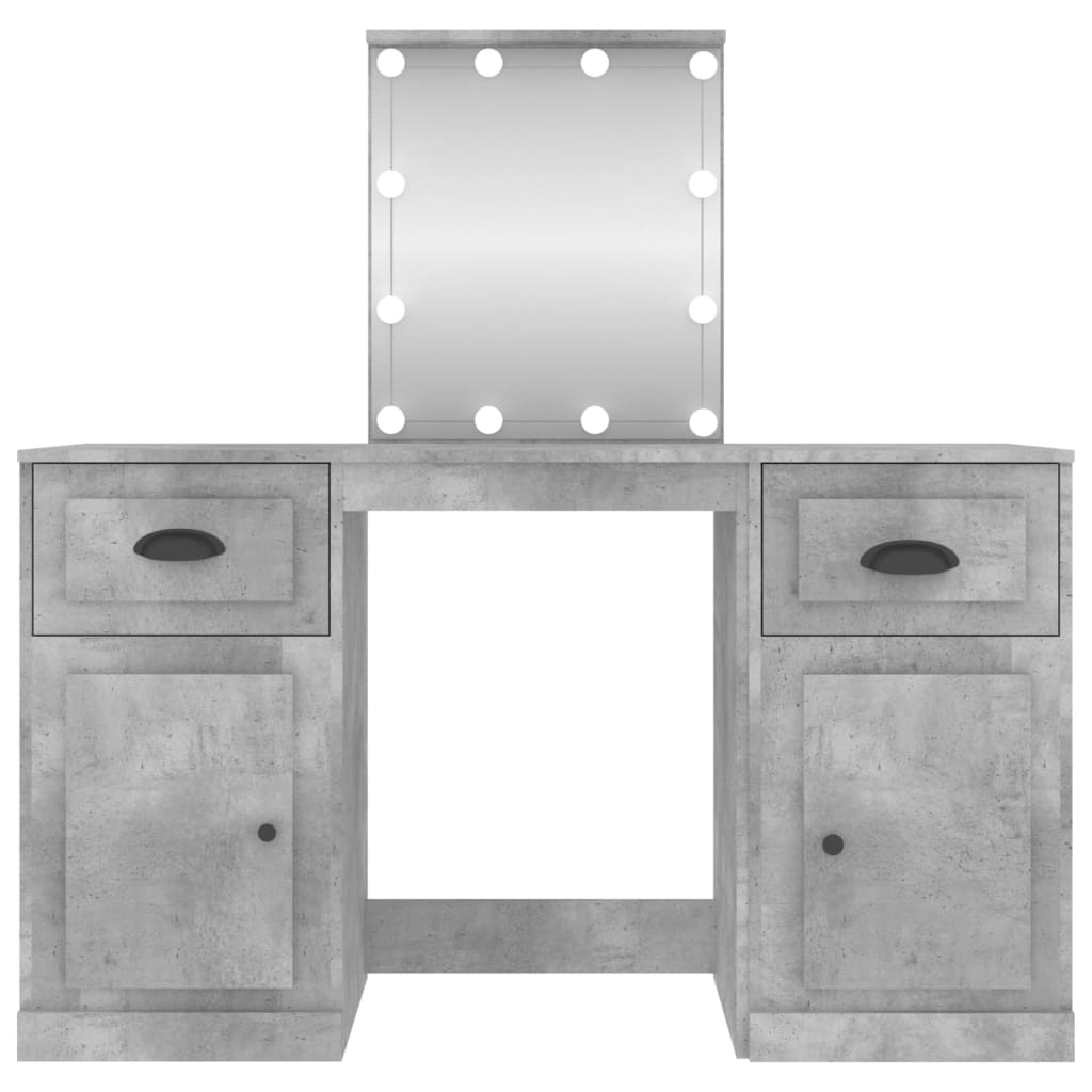 Dressing Table with LED Concrete Grey 130x50x132.5 cm