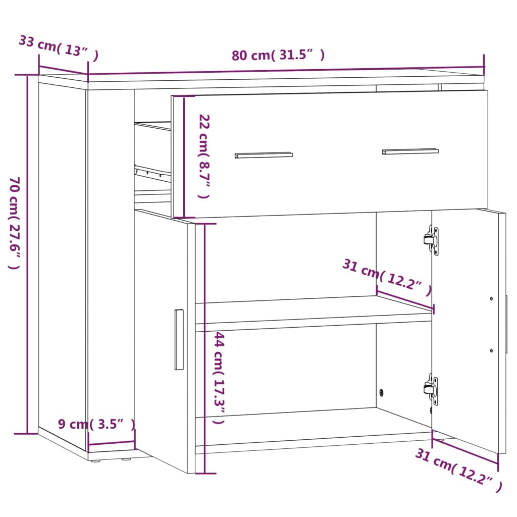 Highboard Black Engineered Wood