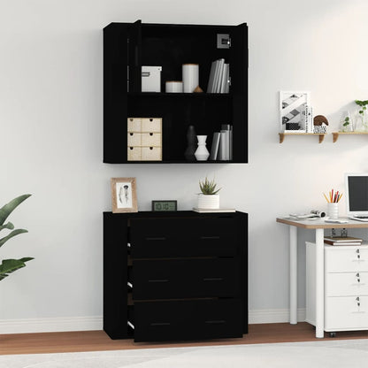 Highboard Black Engineered Wood