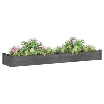 Garden Raised Bed with Liner Grey 240x45x25 cm Solid Wood Fir