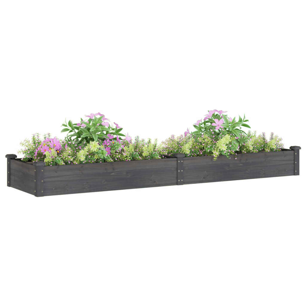 Garden Raised Bed with Liner Grey 240x60x25 cm Solid Wood Fir