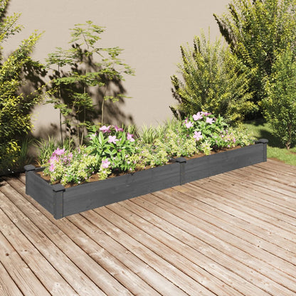 Garden Raised Bed with Liner Grey 240x60x25 cm Solid Wood Fir