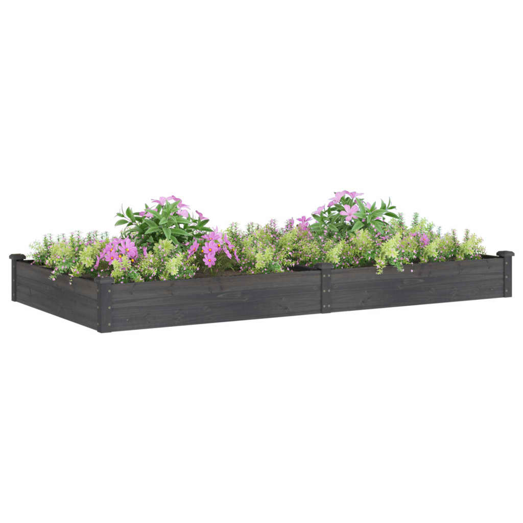 Garden Raised Bed with Liner Grey 240x120x25 cm Solid Wood Fir