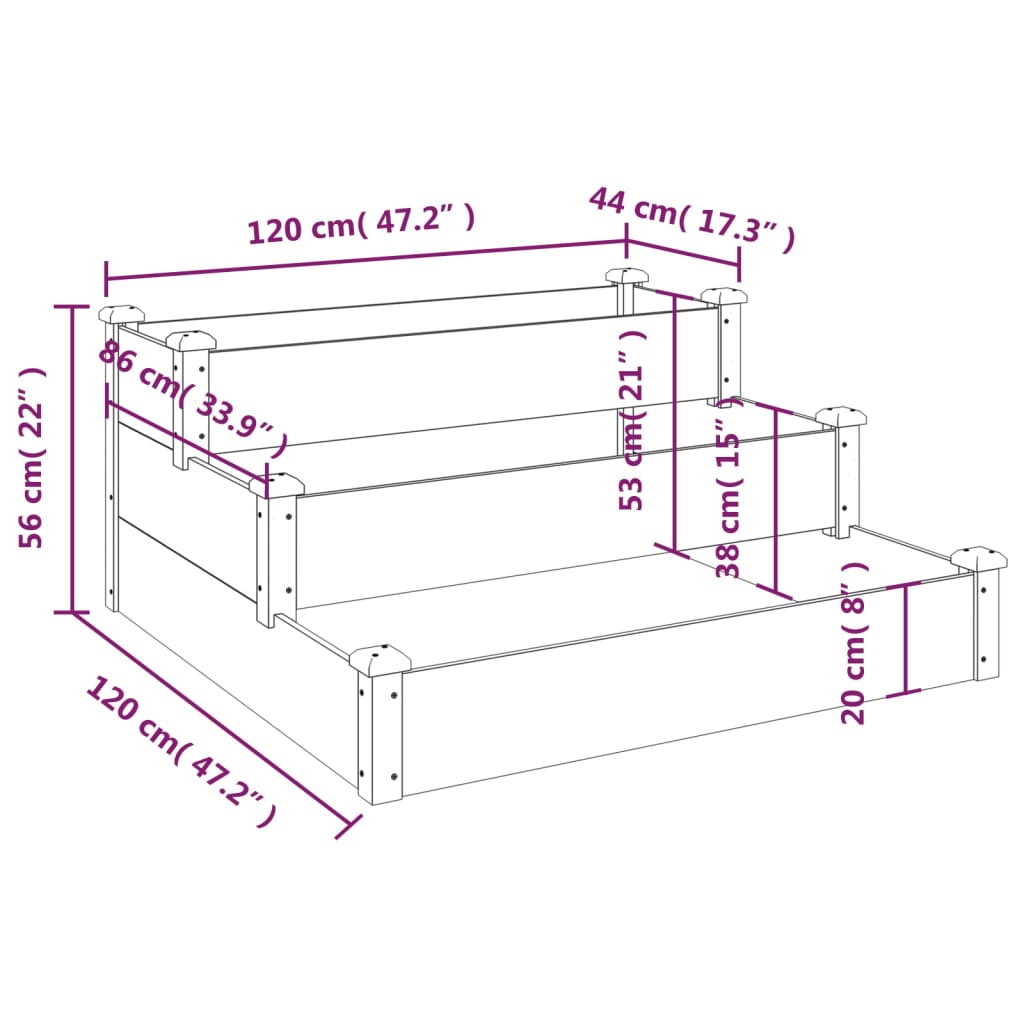 Garden Raised Bed 120x120x56 cm Solid Wood Fir