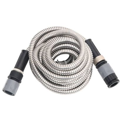 Garden Hose with Spray Nozzle Silver 0.6" 7.5 m Stainless Steel