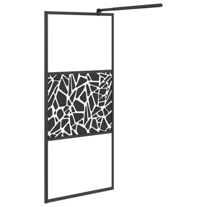 Walk-in Shower Wall with Shelf Black 80x195cm ESG Glass&Aluminium