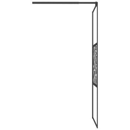 Walk-in Shower Wall with Shelf Black 80x195cm ESG Glass&Aluminium
