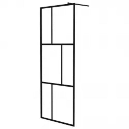 Walk-in Shower Wall with Shelf Black 100x195 cm ESG Glass&Aluminium