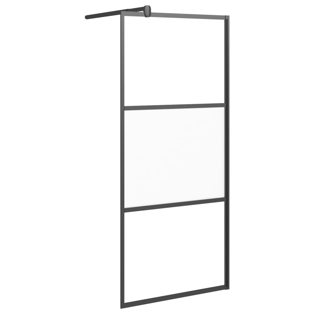 Walk-in Shower Wall with Shelf Black 100x195 cm ESG Glass&Aluminium