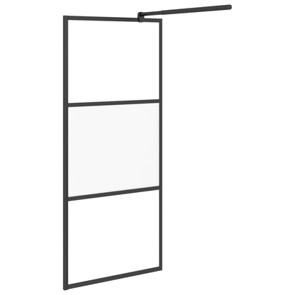 Walk-in Shower Wall with Shelf Black 100x195 cm ESG Glass&Aluminium