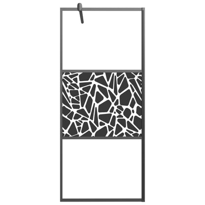 Walk-in Shower Wall with Shelf Black 100x195 cm ESG Glass&Aluminium