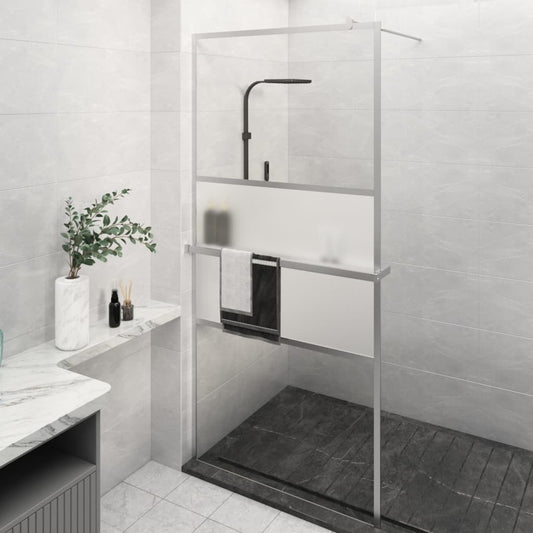 Walk-in Shower Wall with Shelf Chrome 80x195 cm ESG Glass&Aluminium
