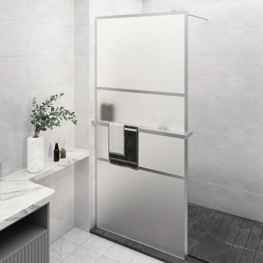 Walk-in Shower Wall with Shelf Chrome 90x195 cm ESG Glass&Aluminium