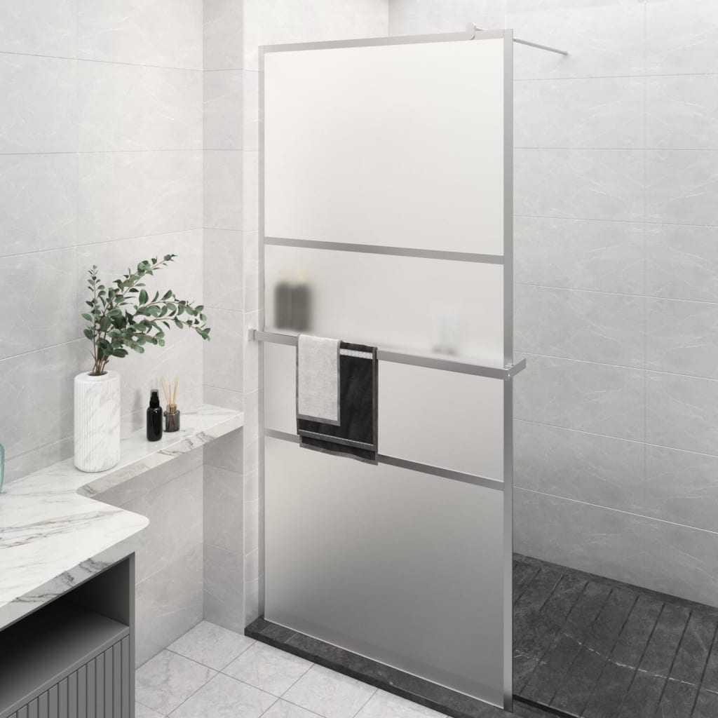 Walk-in Shower Wall with Shelf Chrome 100x195 cm ESG Glass&Aluminium