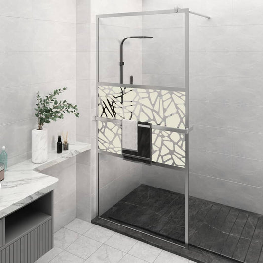 Walk-in Shower Wall with Shelf Chrome 115x195 cm ESG Glass&Aluminium