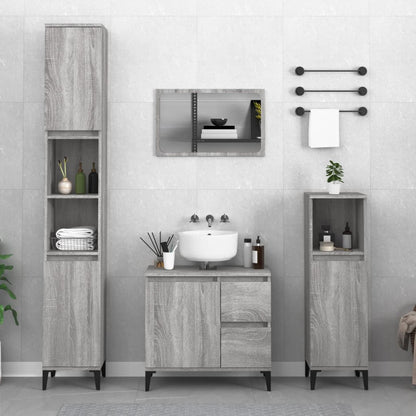 3 Piece Bathroom Cabinet Set Grey Sonoma Engineered Wood