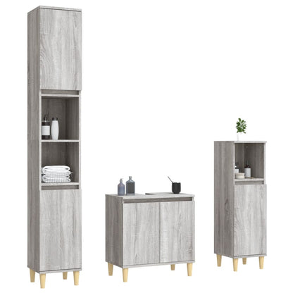 3 Piece Bathroom Furniture Set Grey Sonoma Engineered Wood