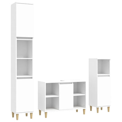 3 Piece Bathroom Furniture Set White Engineered Wood