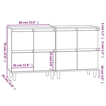 Sideboards 2 pcs White 60x35x70 cm Engineered Wood