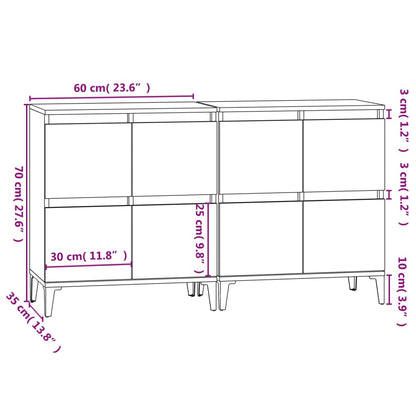 Sideboards 2 pcs Grey Sonoma 60x35x70 cm Engineered Wood