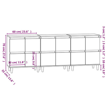 Sideboards 3 pcs White 60x35x70 cm Engineered Wood