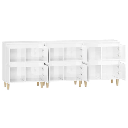 Sideboards 3 pcs High Gloss White 60x35x70 cm Engineered Wood