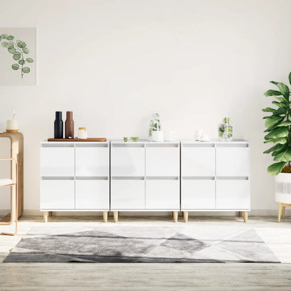 Sideboards 3 pcs High Gloss White 60x35x70 cm Engineered Wood