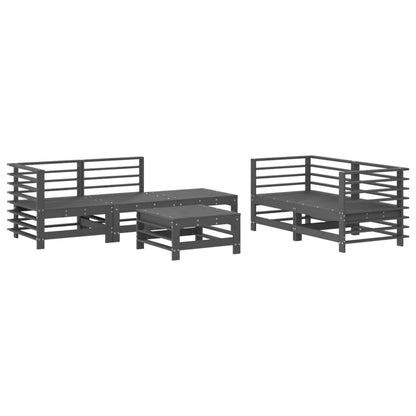 6 Piece Garden Lounge Set Grey Solid Wood Pine