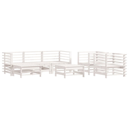 7 Piece Garden Lounge Set White Solid Wood Pine