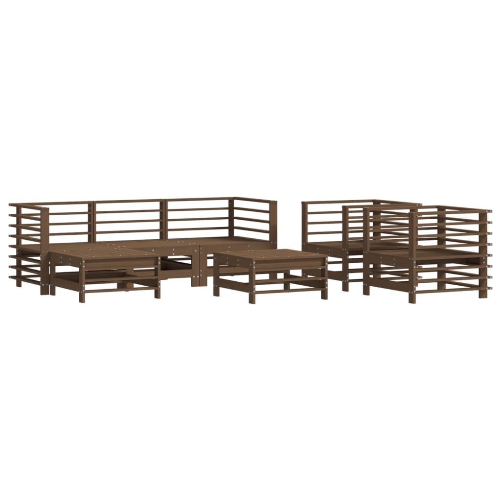 7 Piece Garden Lounge Set Honey Brown Solid Wood Pine