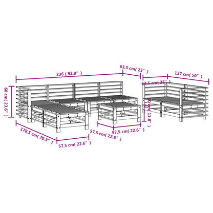 9 Piece Garden Lounge Set White Solid Wood Pine